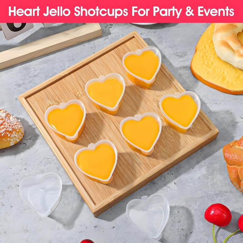 Sauce Dipping Cup - 100 Sets 1.5 Oz Clear Heart