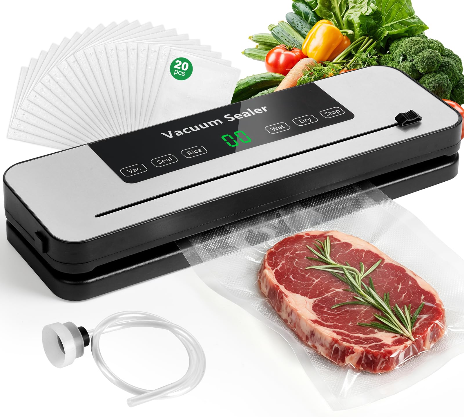 Food Vacuum Sealer Machine 6 M - Meal Prep With Rice recension och pris